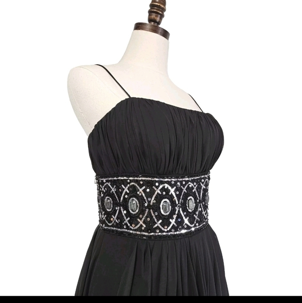 Hailey Adrianna Papell Black Formal Elegant Sexy Evening Prom Beaded Long Gown 6 - Picture 7 of 16